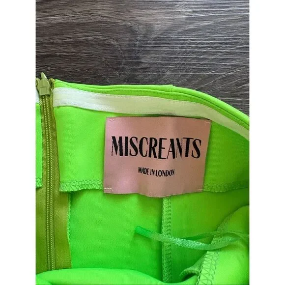 NWOT Miscreants London Cupid Mini Dress W/Slit In Neon Green UK 6 US 2 - Picture 3 of 10